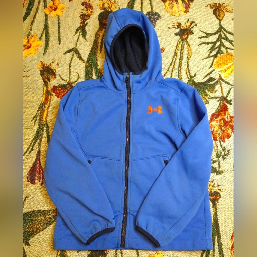 Kids Under Armour Youth small blue zip up cold gear hoodie sweater jacket